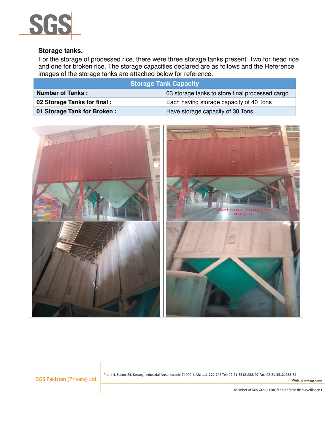 Badin mill storage silos, 3 tanks with 110 MT capacity