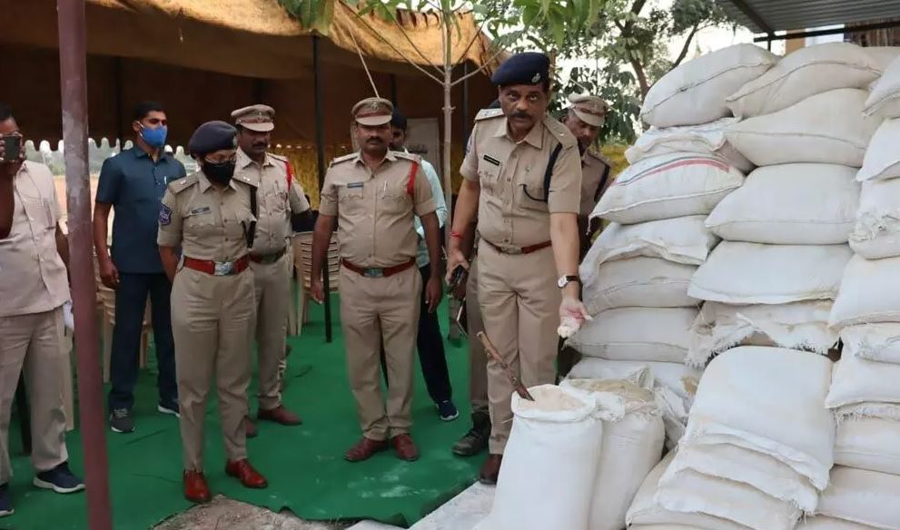 Featured image for "Suryapet district police on Saturday busted adulterated rice bran racket that is being used as feed for fish farming. On a tip off, Suryapet, Kodad and Chivemla police in joint operation with officials of fisheries department officials conducted simultaneous joint raids at Sri Sai Traders at Amma Garden in Suryapet town, at Devarashetti Shankar’s warehouse located at New Agricultural Market in Suryapet town, Rice bran godowns located at Huzur Nagar Road in Kodad town and also at Palakurti Someshwara Lakshmi Narasimha Swamy trader located at Bibi Gudem in Chivemla mandal in the district"